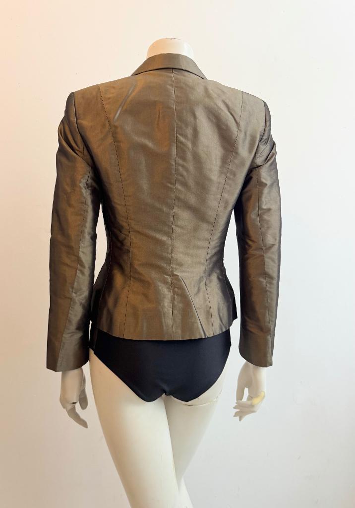 Pauw bronskleurig zijden jasje 38, Kleding | Dames, Ophalen of Verzenden, Zo goed als nieuw, Maat 38/40 (M)
