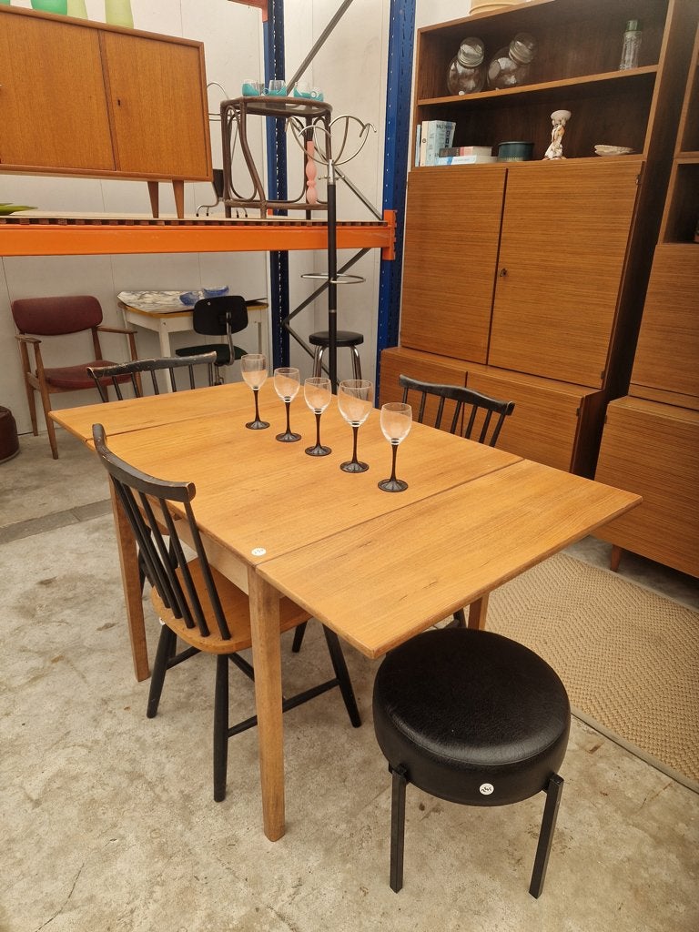 Vintage uitschuiftafel van Cees Braakman, 80cm, Huis en Inrichting, Tafels | Eettafels, 50 tot 100 cm, ., Vijf personen of meer