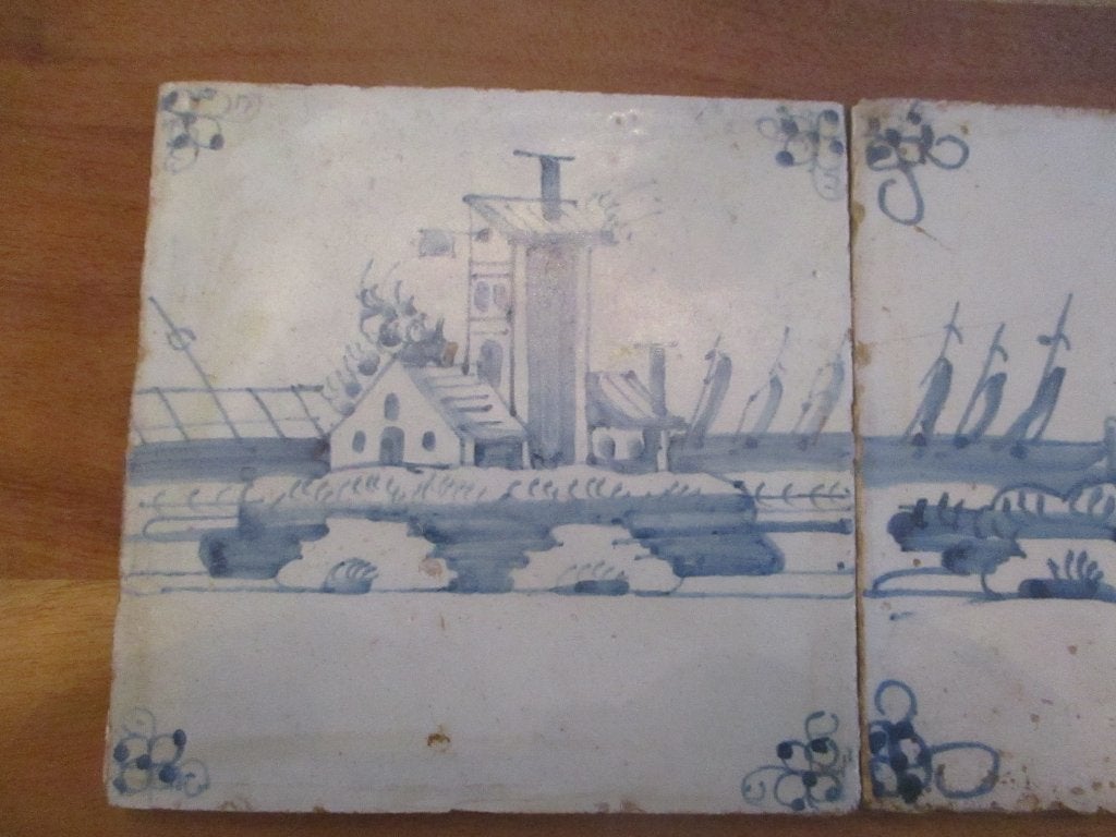 Drie antieke tegels bodemvondst ., Ophalen of Verzenden