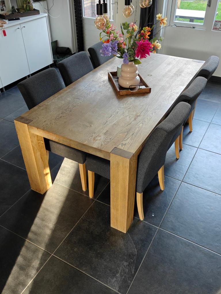 SALE!! Robuuste Massief Eiken Eettafel 200x100 cm!, Ophalen, 100 tot 150 cm, Eikenhout, Zo goed als nieuw
