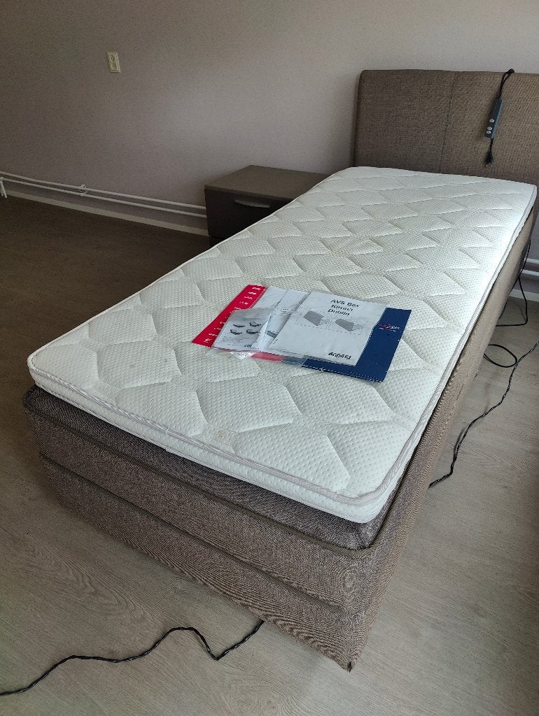 Boxspring grey/brown 1 persoons, Ophalen, Gebruikt, 90 cm, Eenpersoons