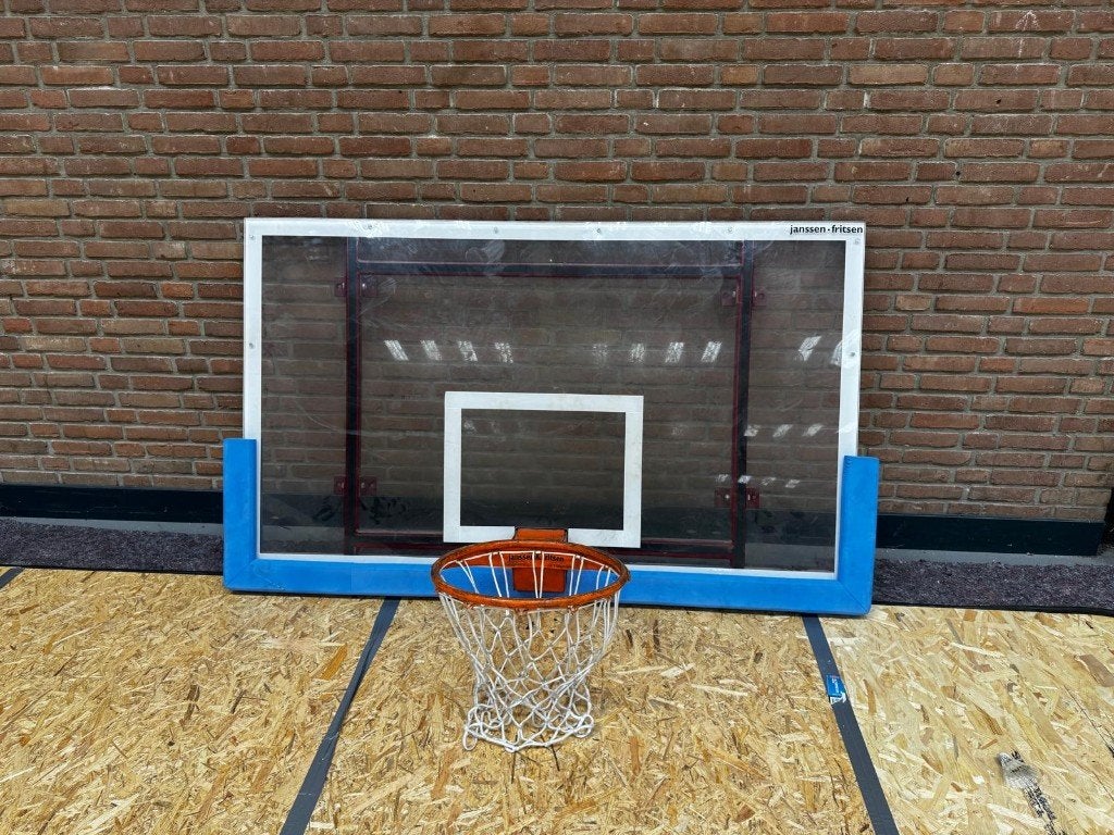 Janssen-Fritsen basketbalbord met ring en net, Ophalen, Gebruikt, Ring, Bord of Paal