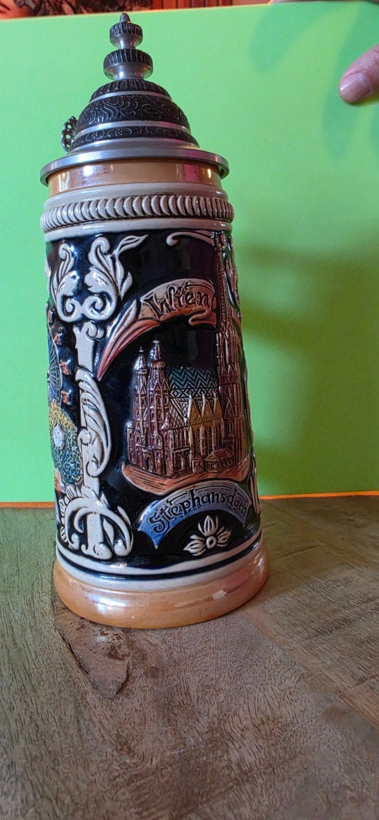 Vintage Oostenrijkse Bierpul - Handgemaakt Souvenir, Antiek en Kunst, Ophalen