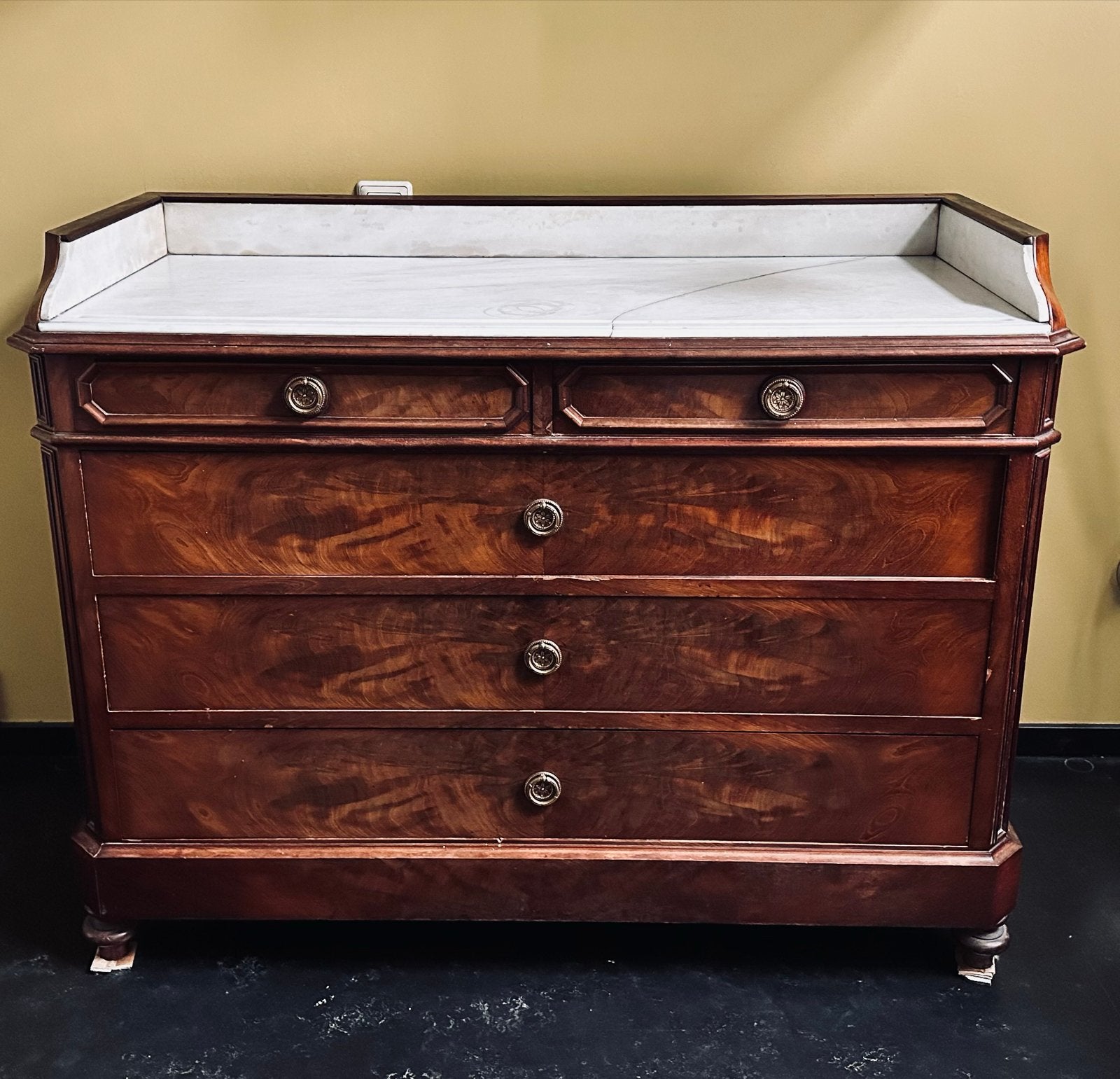 Antieke Commode met Marmeren Blad - Mahoniehout, Ophalen