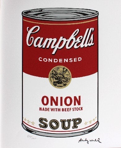 Andy Warhol(1928) Lithografie "Campbells Onion Soup" Ges Gen, Antiek en Kunst, Gelimiteerde oplage, Ophalen of Verzenden, Overige onderwerpen