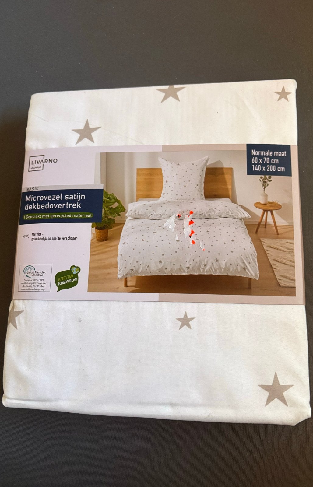 LIVARNO HOME Microvezel Satijn Dekbedovertrek Sterren, Overige merken, Jongetje of Meisje, Ritssluiting, Wit