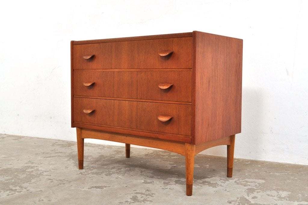 Deense ladekast teak Danish design vintage kast jaren 60, Gebruikt, 3 of 4 laden, Minder dan 100 cm, 25 tot 50 cm