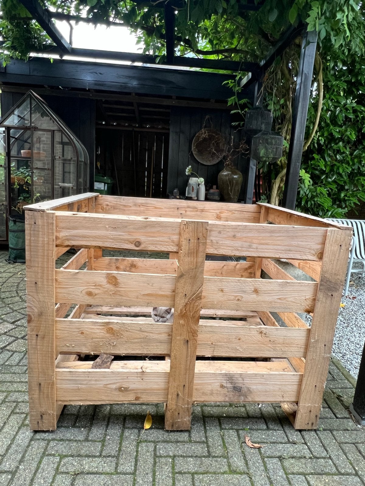 Stevige houten krat voor kuub haardhout, Ophalen of Verzenden, Overige houtsoorten, Blokken