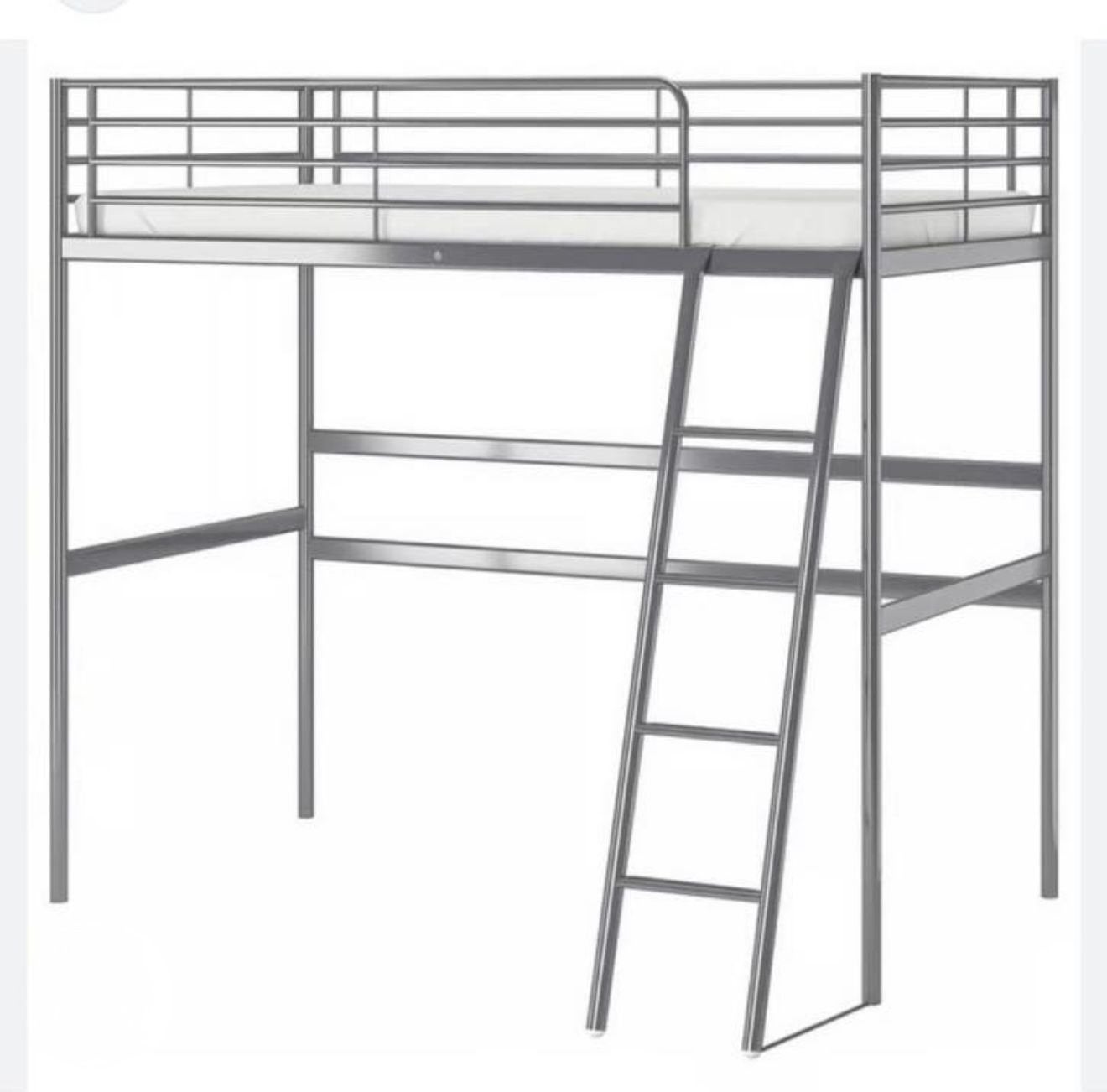 Hoogslaper Svarta van Ikea met bureaublad - grijs - 90x200, Ophalen, Gebruikt, Eenpersoons, 200 cm