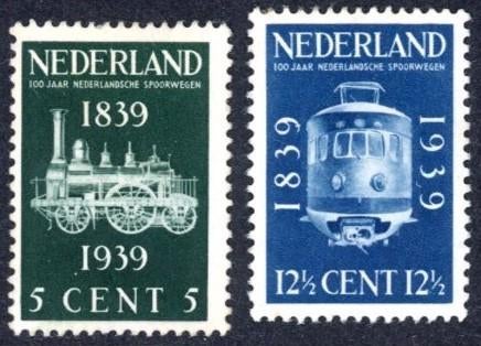 100 jaar Spoorwegen, NVPH 325-326, ongebruikt, Ophalen of Verzenden, T/m 1940, Postfris