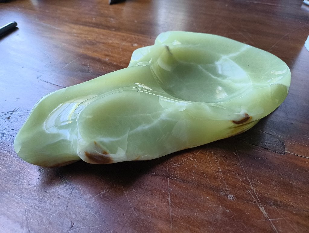 Groote groene marmer Onyx schaal, Huis en Inrichting, Gebruikt, Schaal, Ophalen of Verzenden, Handgemaakt