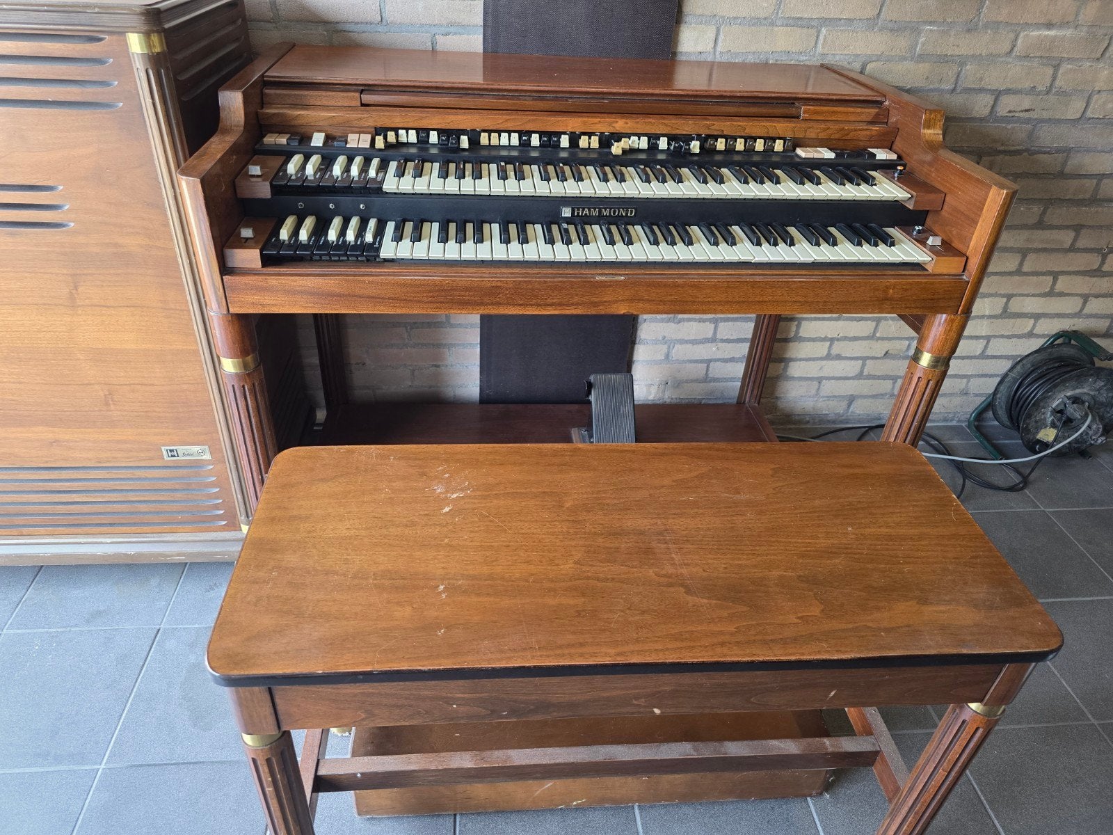 Vintage Hammondorgel met 2 klavieren en Leslie speaker, Muziek en Instrumenten, Ophalen of Verzenden, Gebruikt, 2 klavieren, Orgel