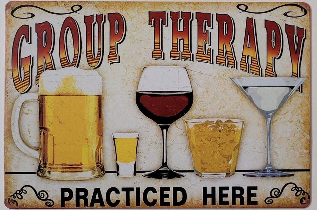 Group Therapy bier wijn drank reclamebord van metaal deco, Info@deconoord.nl, Deco Noord, Nieuw, Ophalen of Verzenden