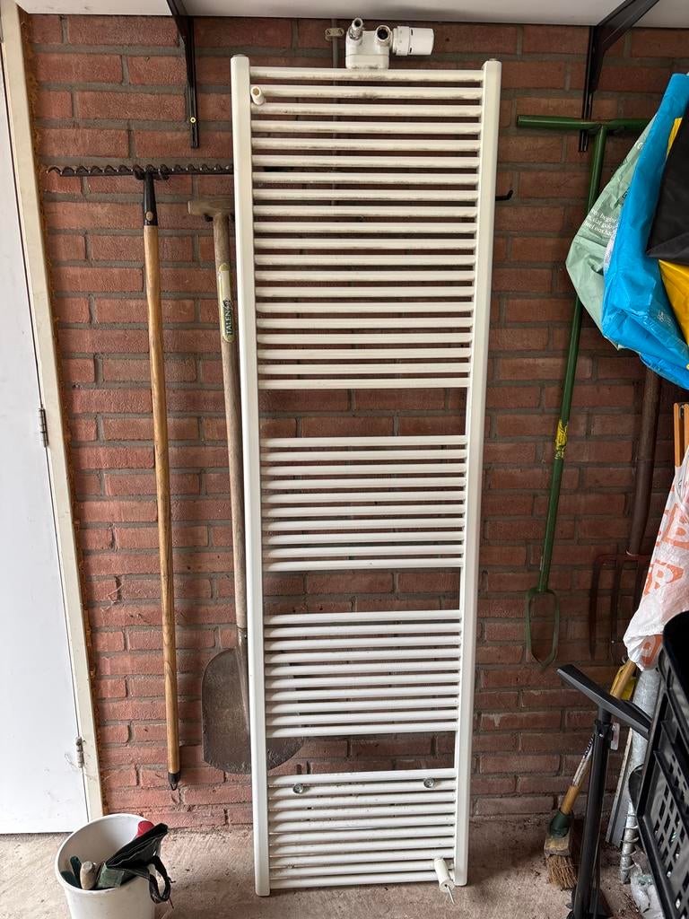 Witte handdoekradiator designradiator met thermostaatkraan, Radiator, Minder dan 60 cm, Ophalen of Verzenden, 80 cm of meer
