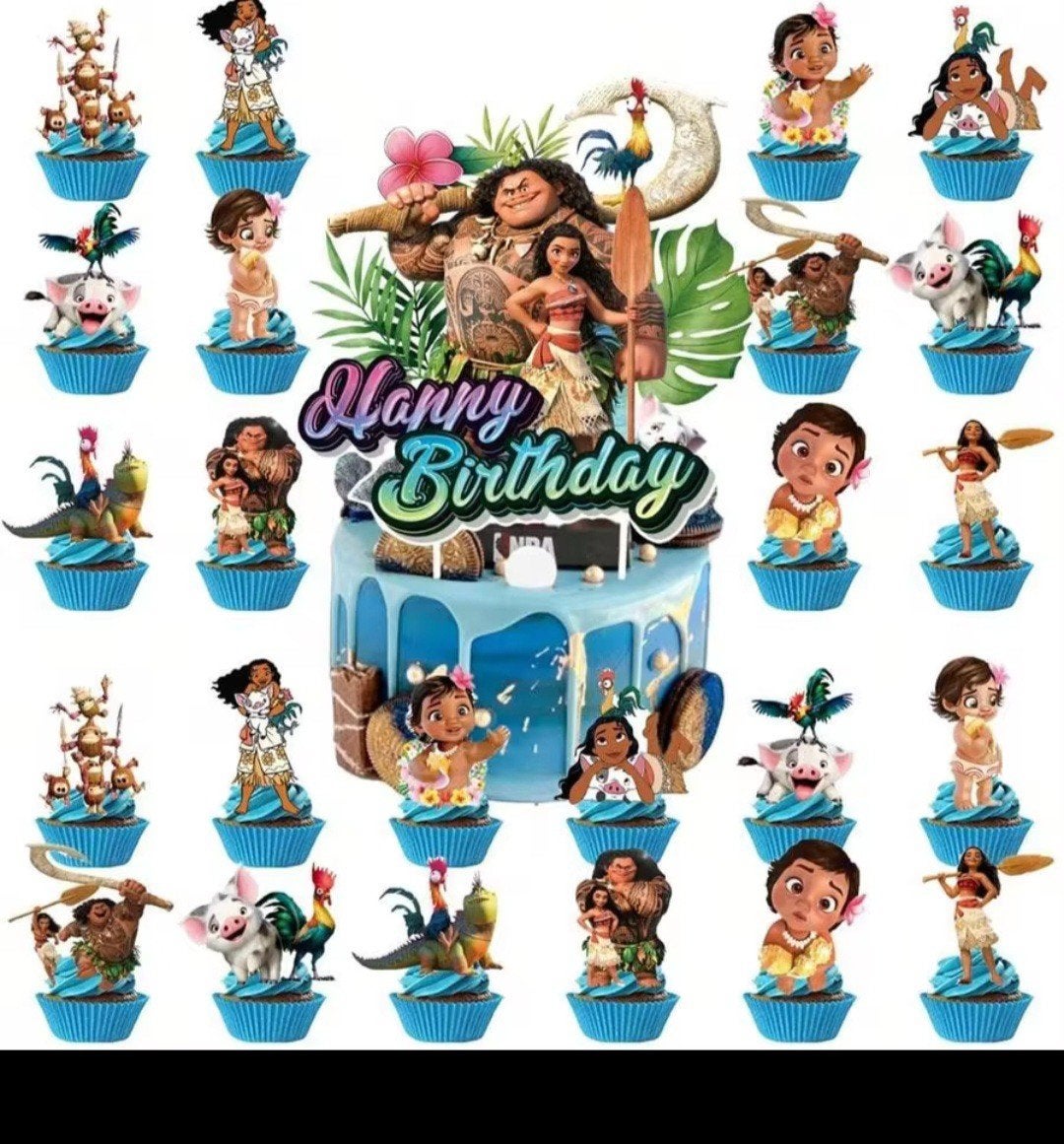 Nieuwe Moana Cupcake Toppers & Taartdecoratie, Ophalen, Film en tv, Nieuw, Meerkleurig