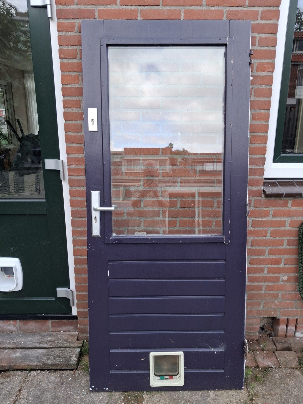 achterdeur hardhout 200 x 87 met glas, Ophalen, Gebruikt, 200 tot 215 cm, Glas