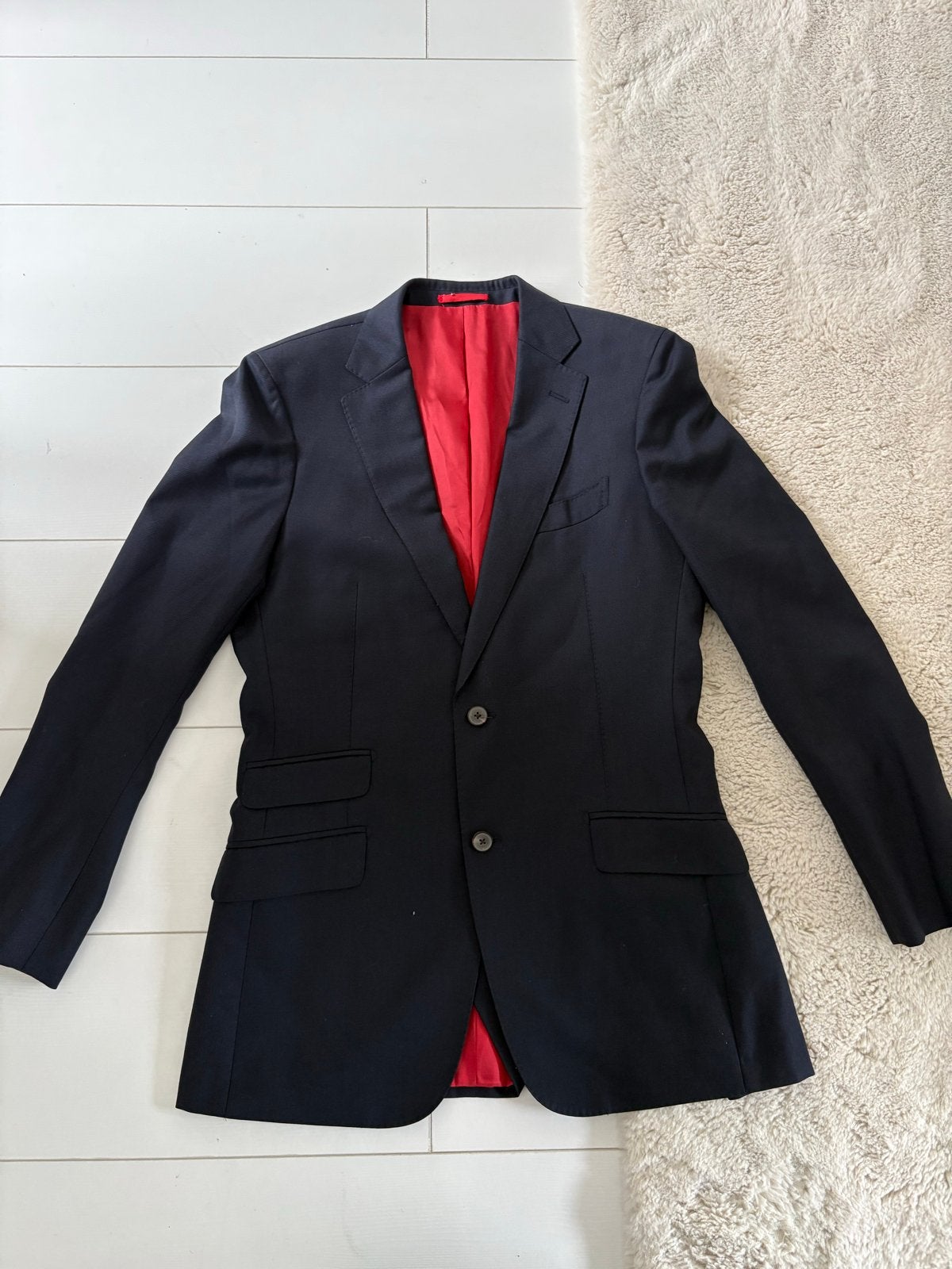 Suitsupply Colbert - Donkerblauw met rode voering maat 98, Ophalen of Verzenden, Zo goed als nieuw, Overige maten, Blauw