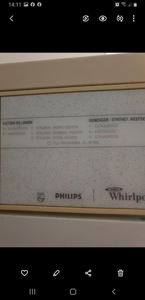 Whirlpool wasdroger, Witgoed en Apparatuur, Wasdrogers, Ophalen, Gebruikt, Luchtafvoer, Anti-kreukfase