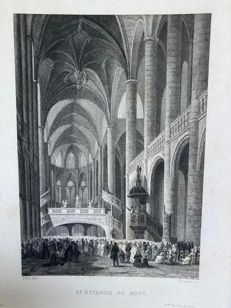Gravure Saint Etienne-Du-Mont, Paris, 1853,  beeld 14x10cm., Ophalen of Verzenden
