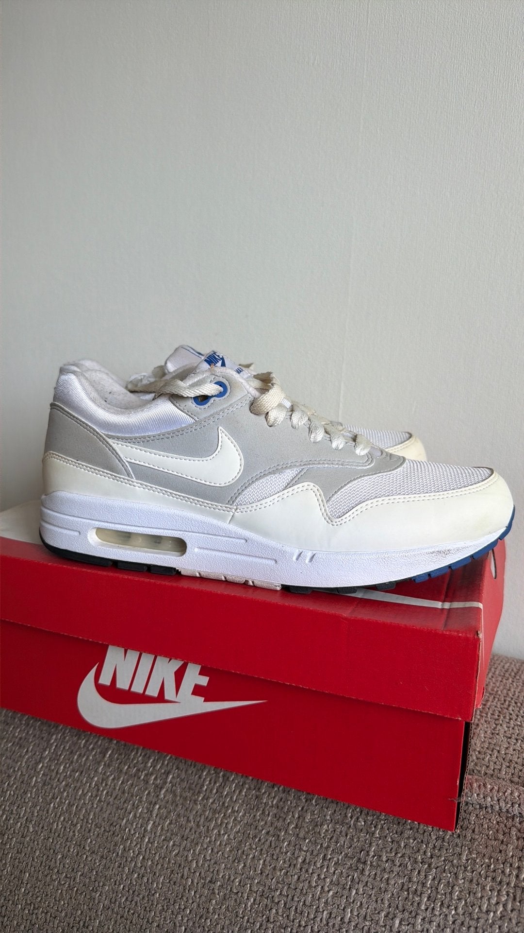 Nike Air Max 1, Wit, Ophalen of Verzenden, Sneakers of Gympen, Gedragen