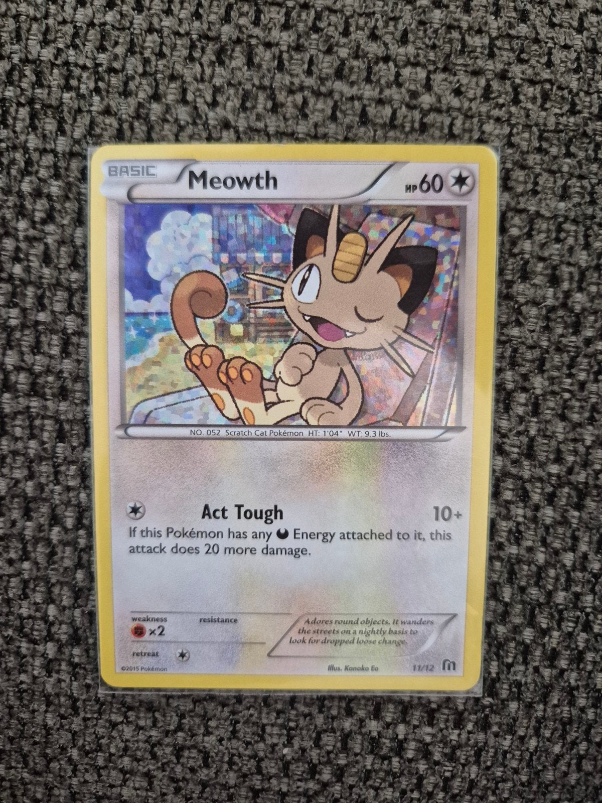 Pokémon Kaart: Meowth mcdonald's 11/12 2015, Ophalen of Verzenden, Zo goed als nieuw, Losse kaart, Foil