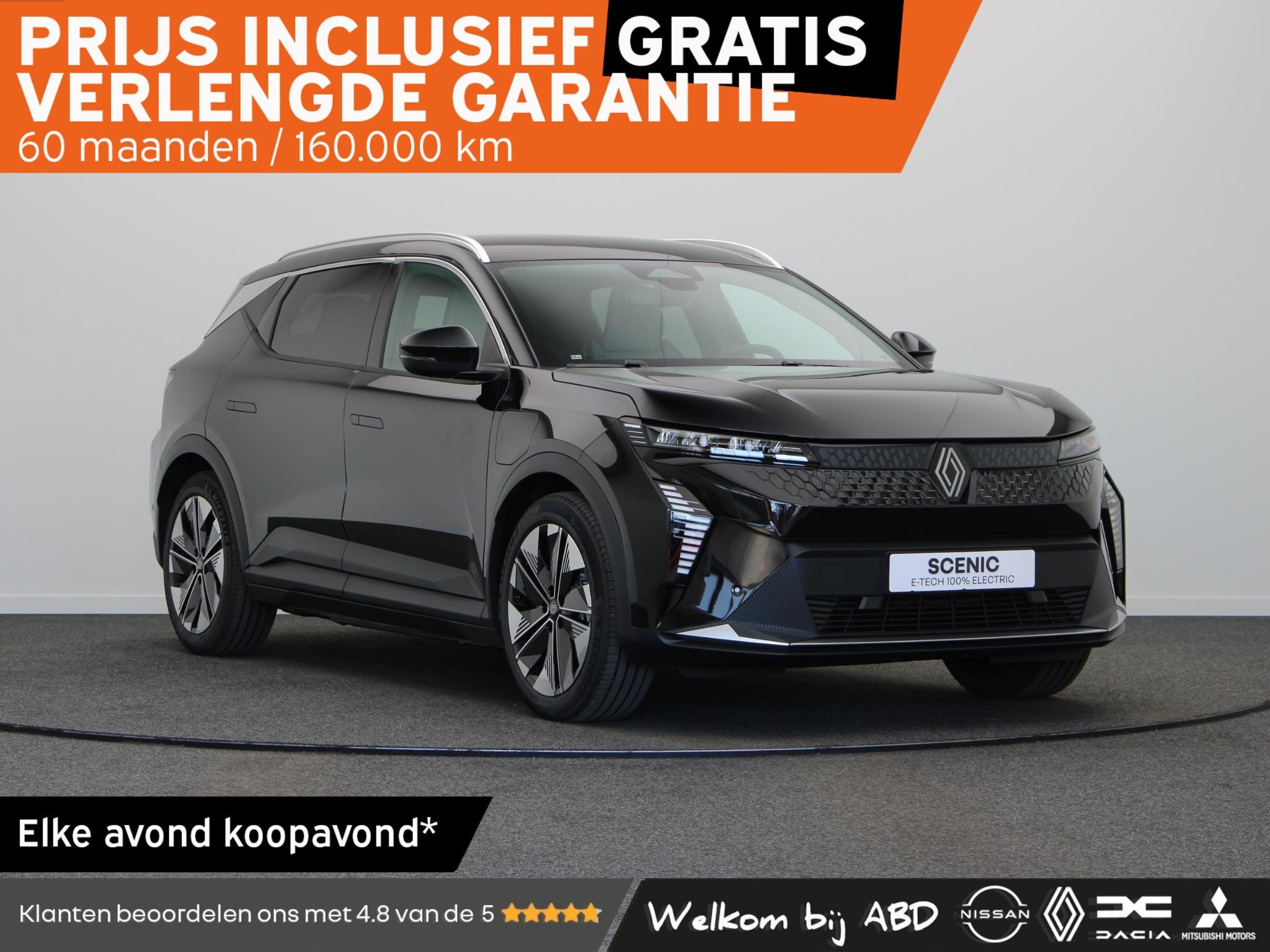 Renault Scenic E-Tech EV87 long range techno | Vijf jaar gar, Auto's, Renault, Dealer onderhouden, 40 min, Leder en Stof, Zwart