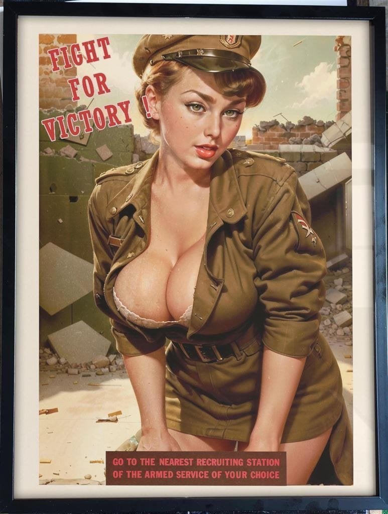[Poster in Frame] Sexy Propaganda Pin Up army Leger WWII, Verzenden, Amerika, Foto of Poster