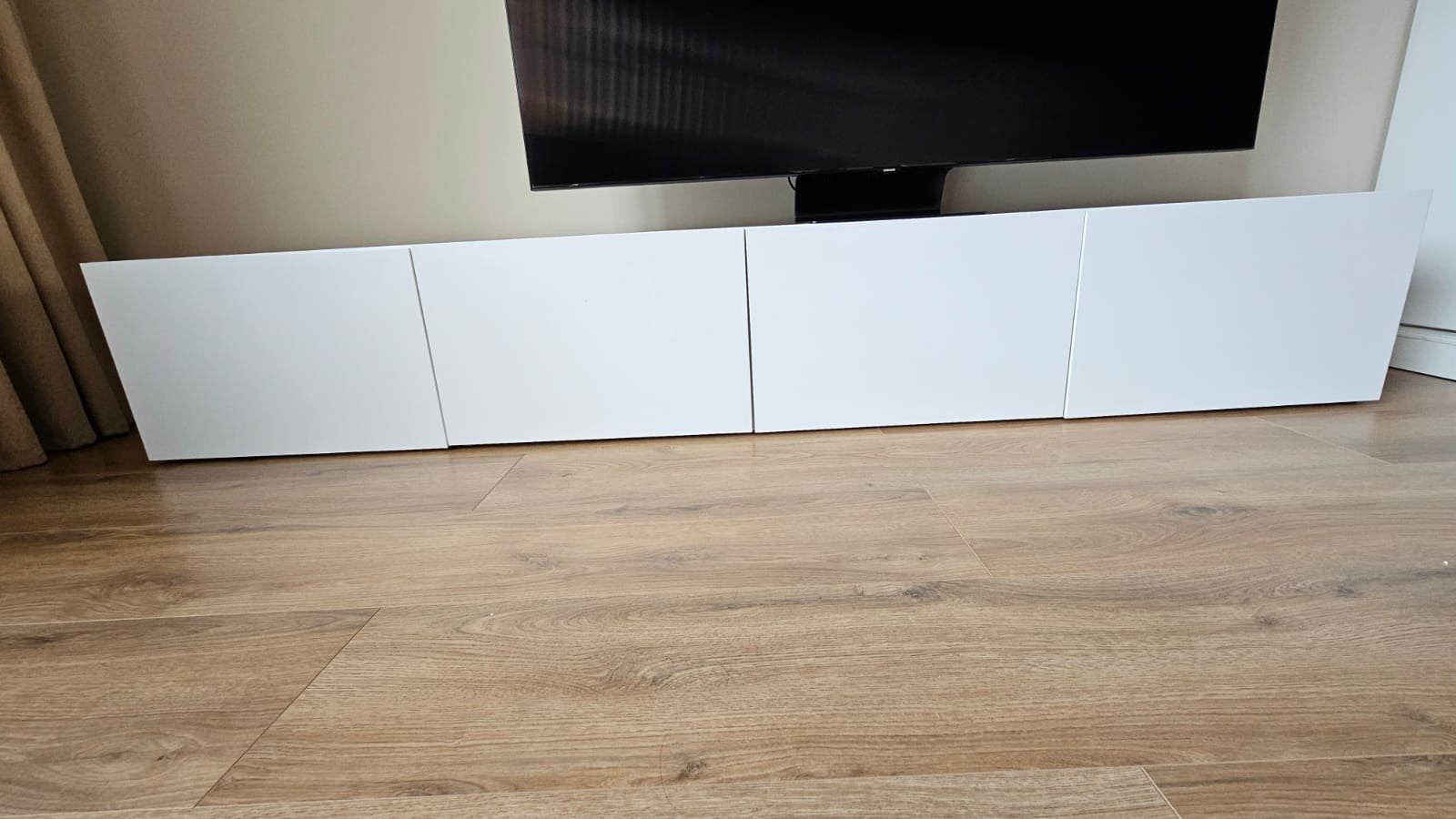 Witte TV-meubel Besta Ikea - 2 delen, Ophalen, Overige materialen, Gebruikt, 200 cm of meer