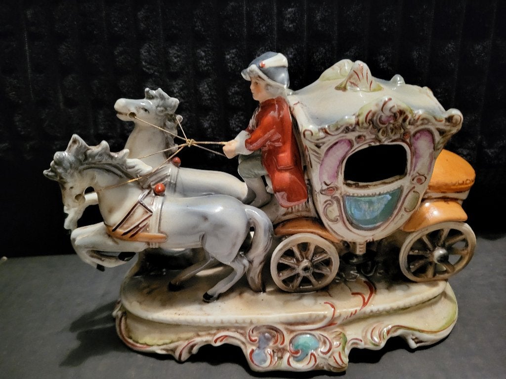 Grafenthal koets 2 paarden 21 x 10,5 x 15 h Rococo stijl, Ophalen of Verzenden