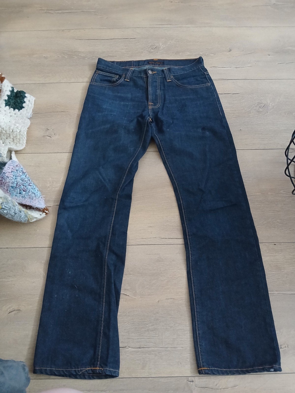 Nudie Jeans Co. Donkerblauwe Jeans - Zo goed als nieuw, Blauw, W32 (confectie 46) of kleiner, Ophalen of Verzenden, Zo goed als nieuw