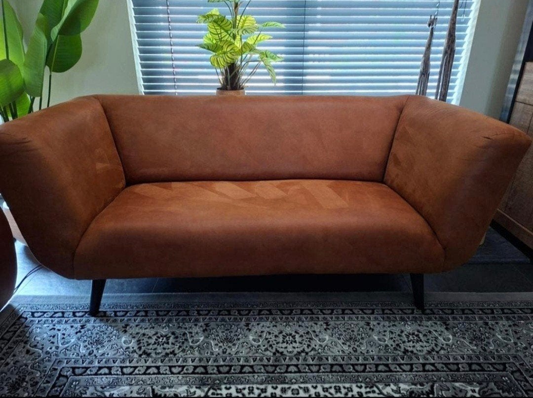 Stijlvolle bruine tweepersoonsbank, Ophalen, Modern, Comfortabel, 150 tot 200 cm, Tweepersoons