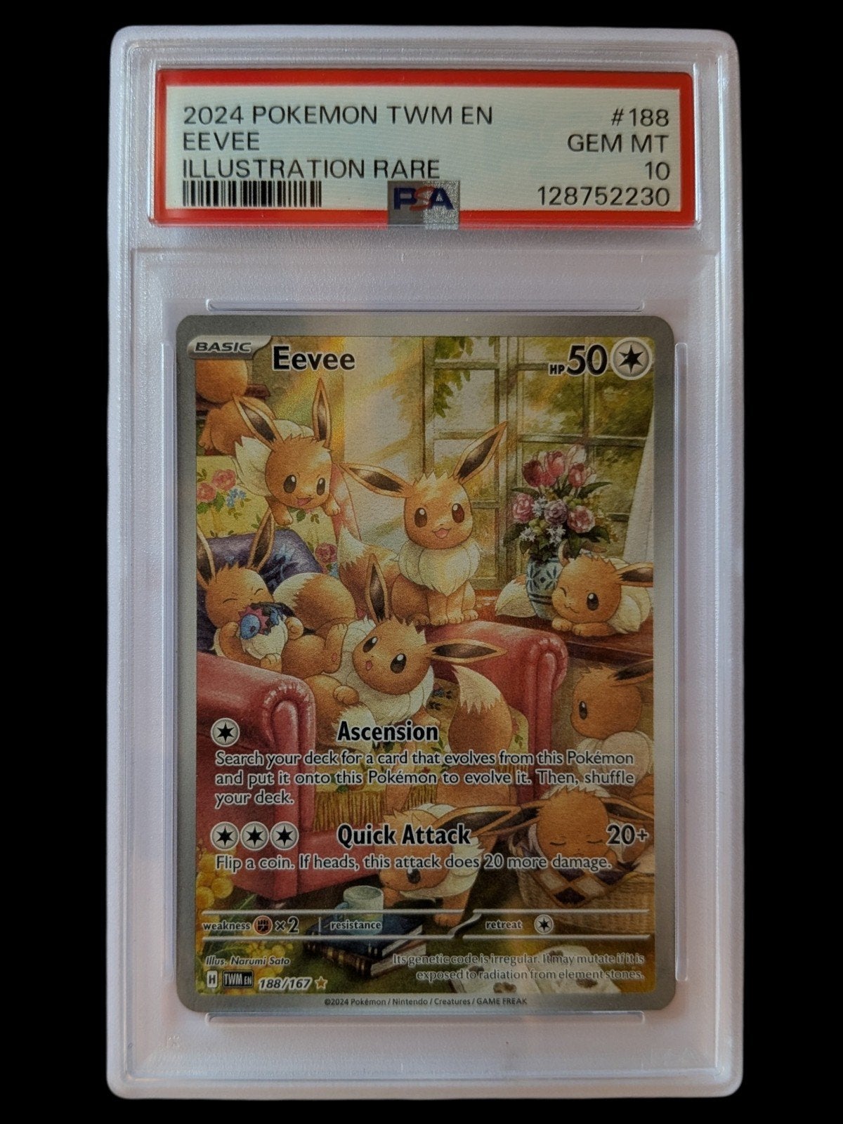 PSA 10 Eevee 188/167 Illustration Rare Pokémon kaart, Ophalen of Verzenden, Nieuw, Losse kaart