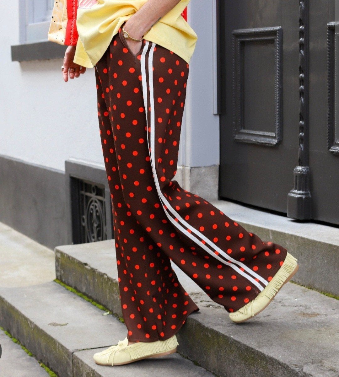 polka dots broek, Maat 38/40 (M), Bruin, Nieuw, Ophalen of Verzenden