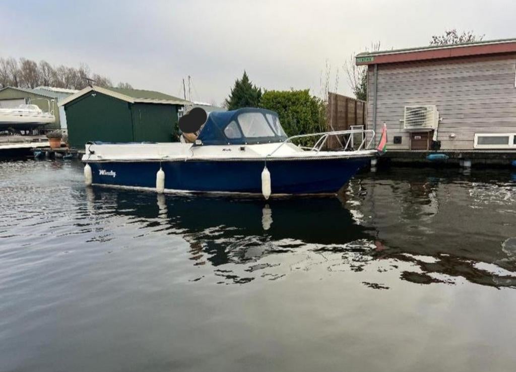 Polyester sloep vaarklaar windy22, Watersport en Boten, Motorboten en Motorjachten, Gebruikt, Hout, Tot 6 meter, Benzine, Binnenboordmotor