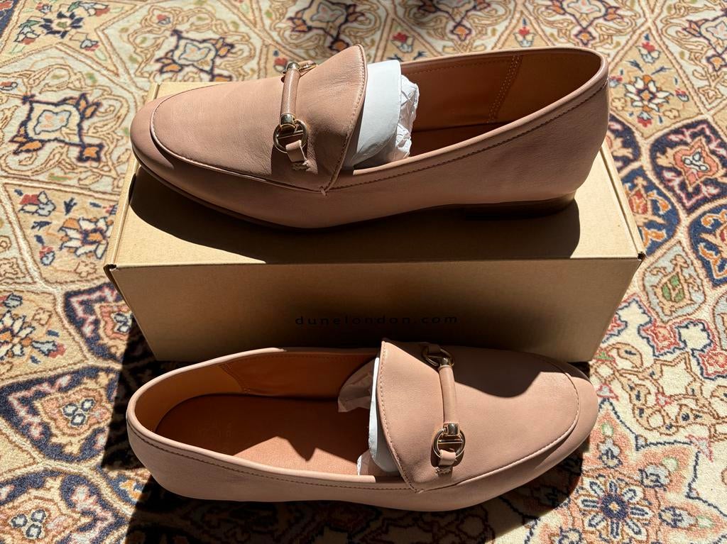 Dune London Blush leren loafers in doos, Kleding | Dames, Schoenen, Instappers, Ophalen of Verzenden, Zo goed als nieuw, Roze