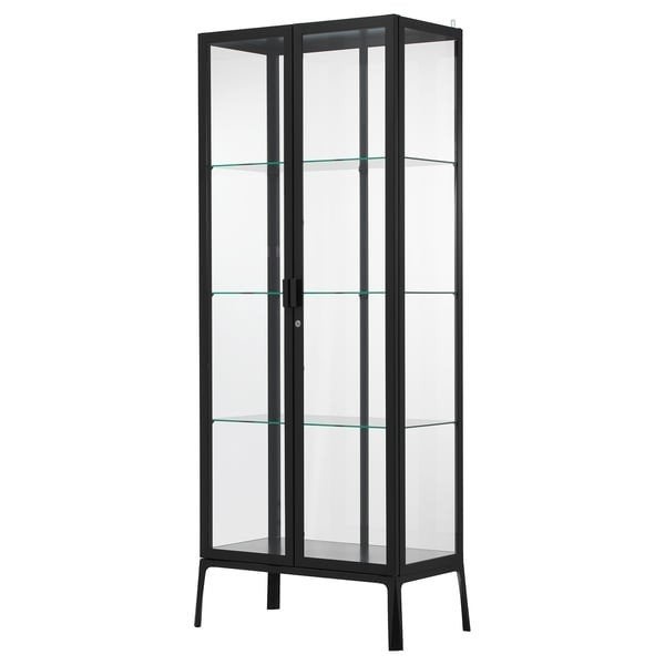MILSBO..Ikea..vitrinekast zwart, Huis en Inrichting, Ophalen, 25 tot 50 cm, 50 tot 100 cm, 150 tot 200 cm