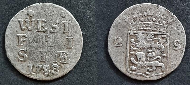 Dubbele wapenstuiver West Frisia 1788 over 1787, Postzegels en Munten, Munten | Nederland, 10 cent, Vóór koninkrijk, Zilver, Verzenden