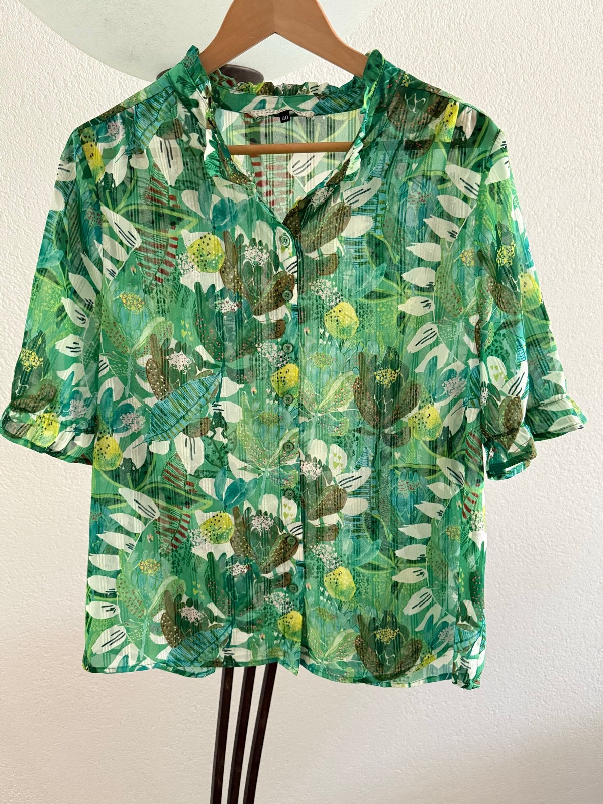 POM Amsterdam blouse met tropische print, Ophalen of Verzenden, Zo goed als nieuw, Maat 38/40 (M), Groen