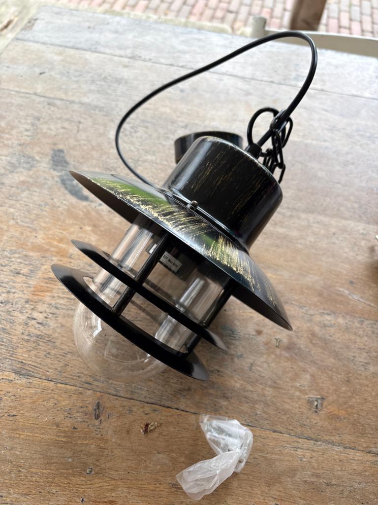 Buitenlamp Hanglamp Zwart Goud Vintage Stijl, Ophalen, Zo goed als nieuw, Metaal, Minder dan 50 cm