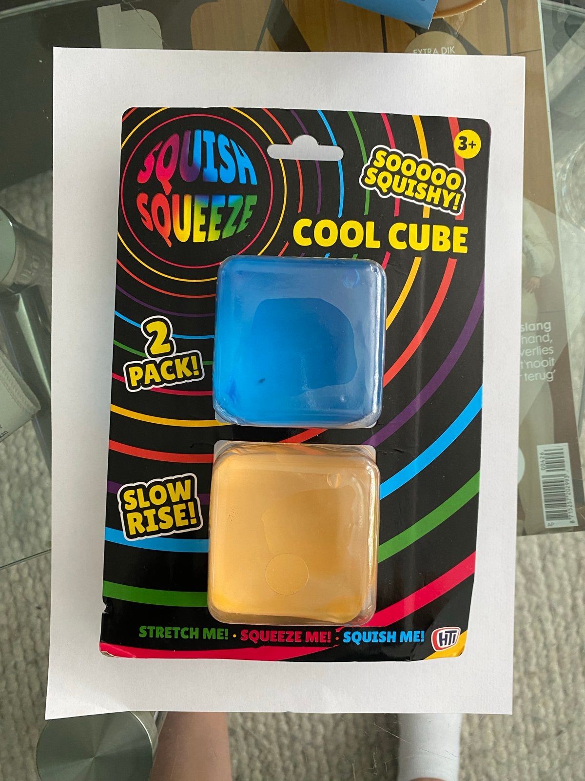Squish Squeeze Cool Cube 2-pack - Blauw & Geel, Ophalen of Verzenden, Nieuw, Jongen of Meisje