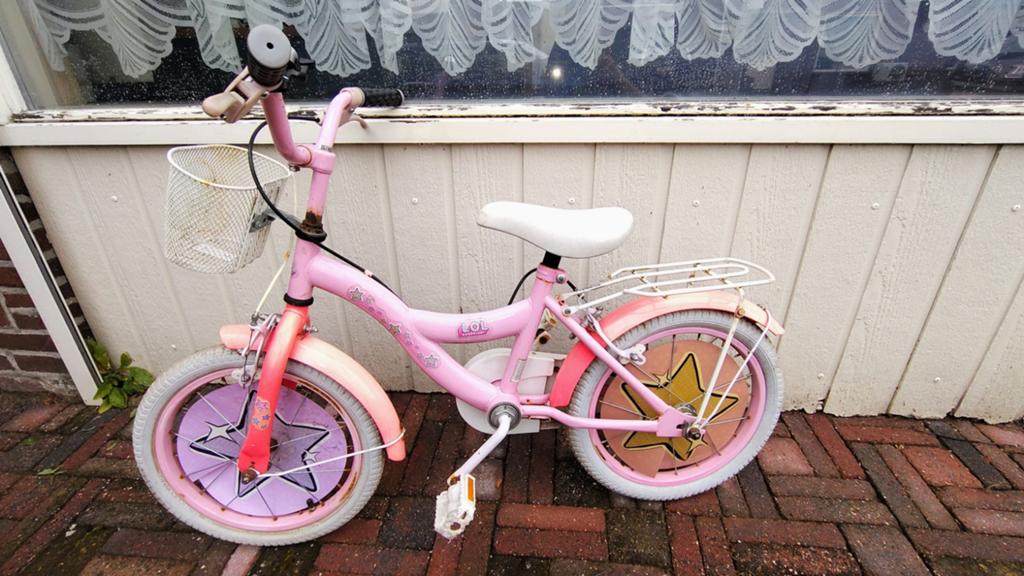 Roze LOL Surprise kinderfiets 16 inch, Ophalen, Velgrem, LOL Surprise, 16 tot 20 inch