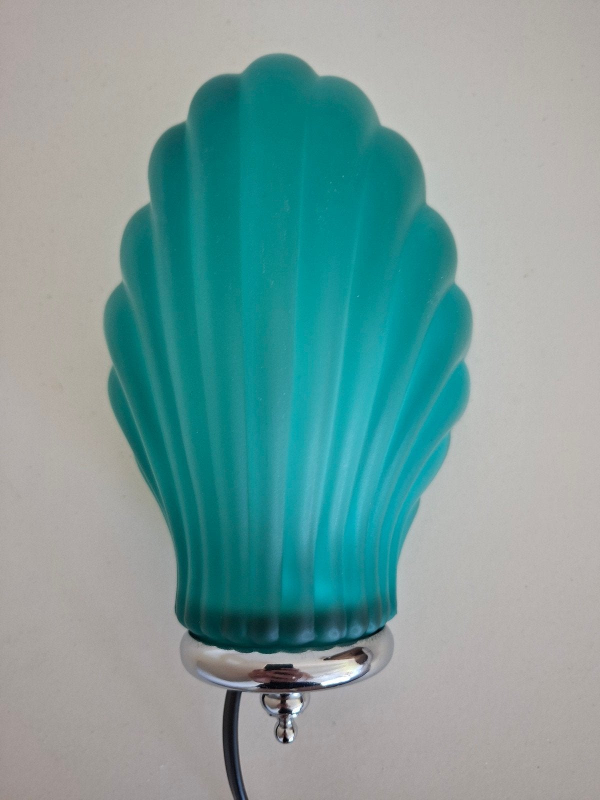 Vintage wandlamp schelp schelplamp zeegroen/turquoise, Ophalen of Verzenden, Zo goed als nieuw