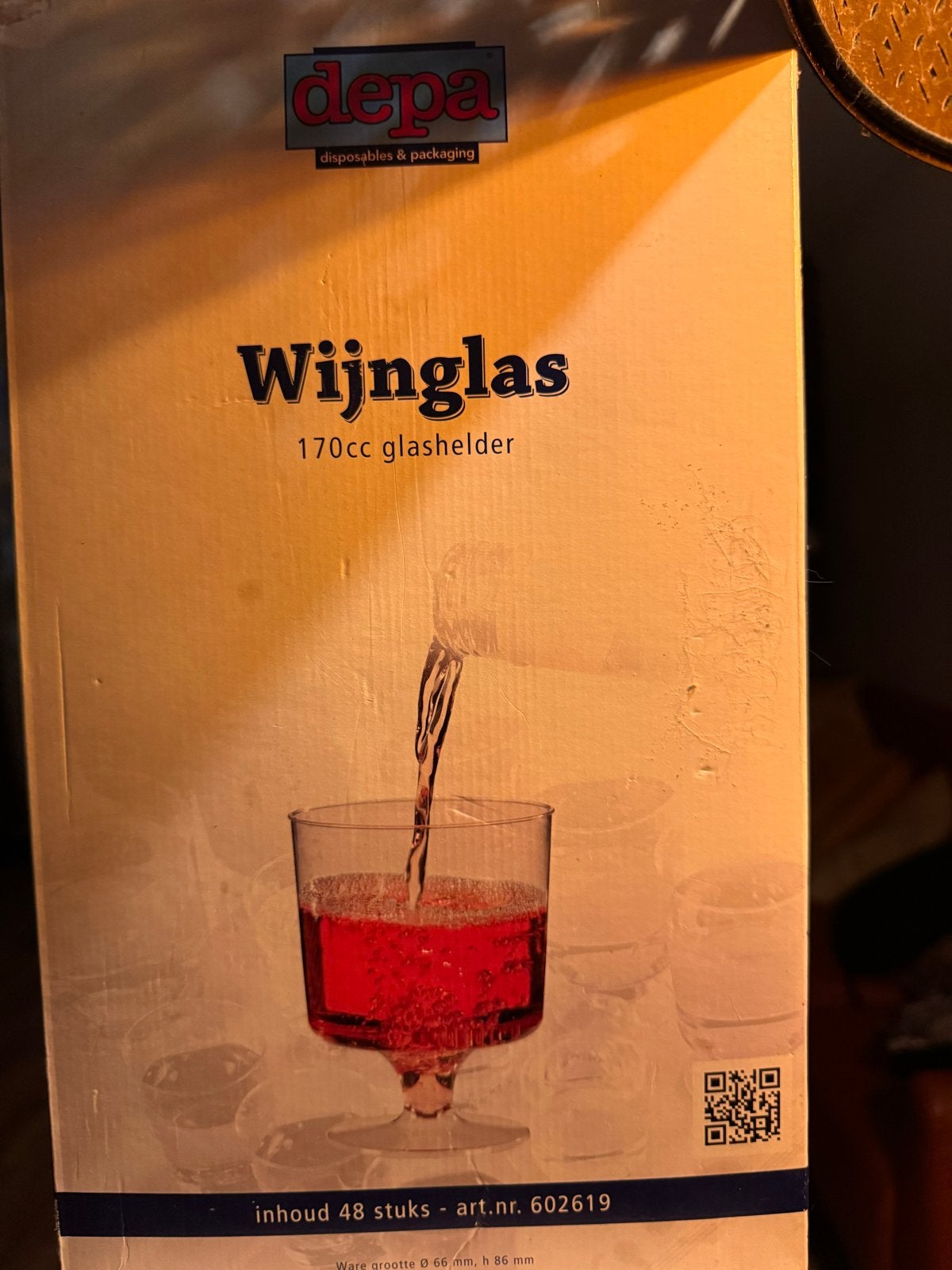 48x Nieuwe Plastic stevige Wijnglazen op Voet - 170cc., Ophalen, Nieuw, Overige