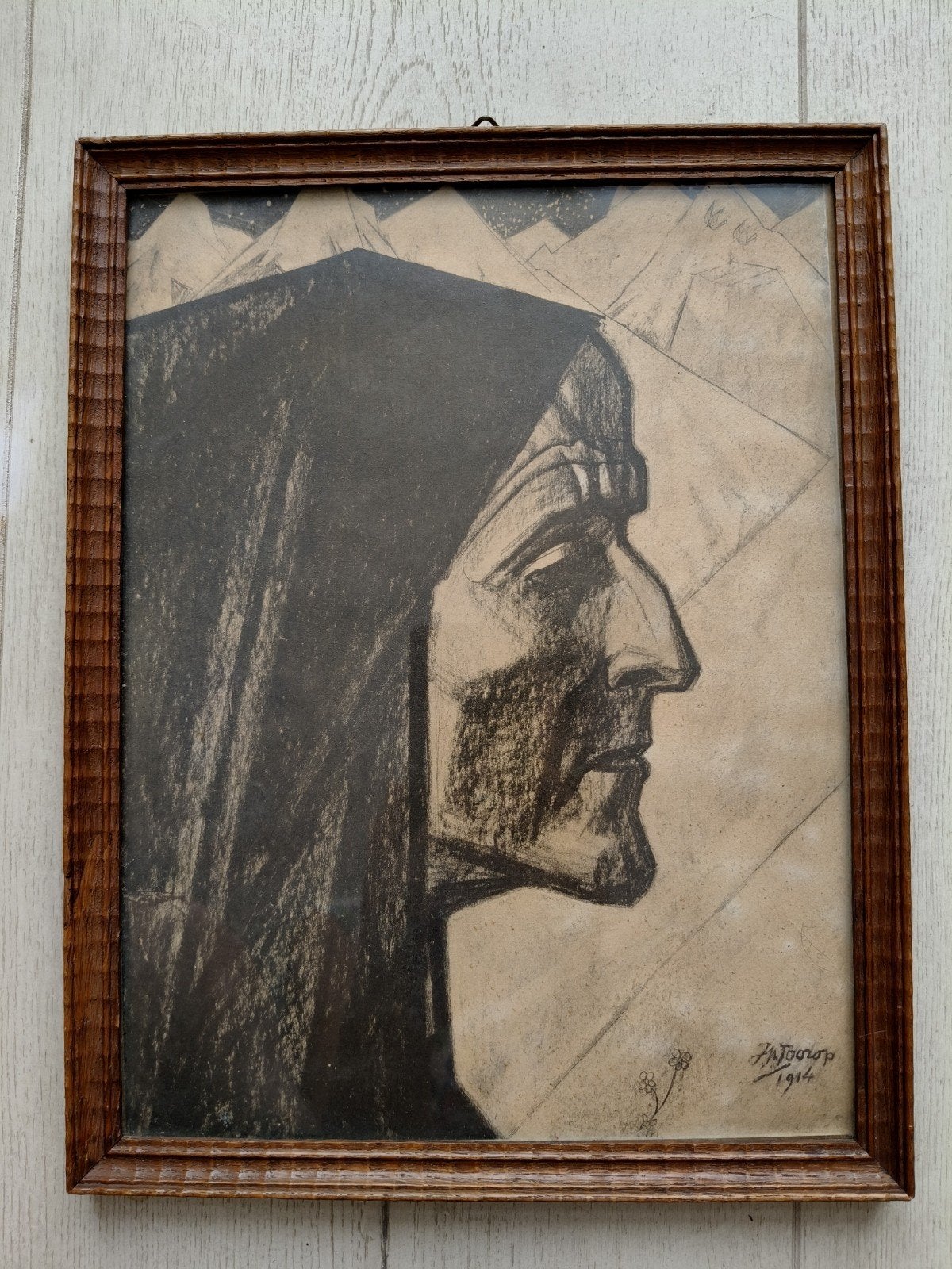 Jan Toorop - Dante (1914) - Tekening/litho, Ophalen of Verzenden, Tekening, Potloodtekening, Ingelijst