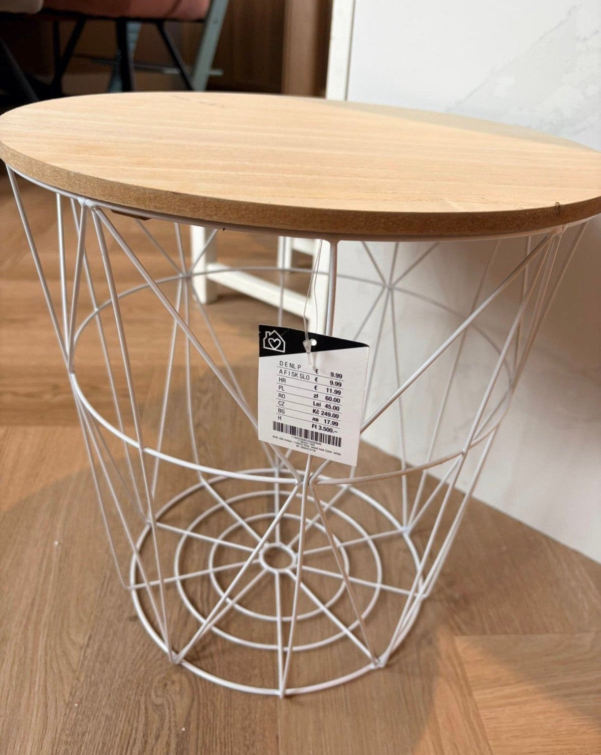 Draadmand bijzettafel nieuw, 45 tot 60 cm, Minder dan 55 cm, Rond, Nieuw