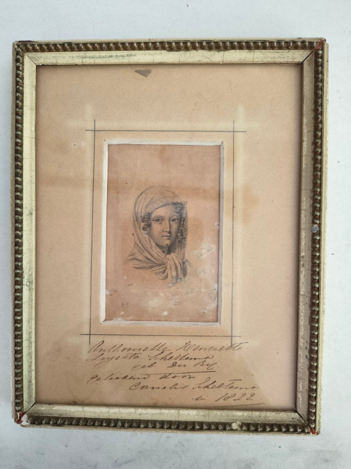 Uniek Huwelijksportret (1822) – Antoinette du Rij door C. Sc, Antiek en Kunst, Kunst | Schilderijen | Klassiek, Ophalen
