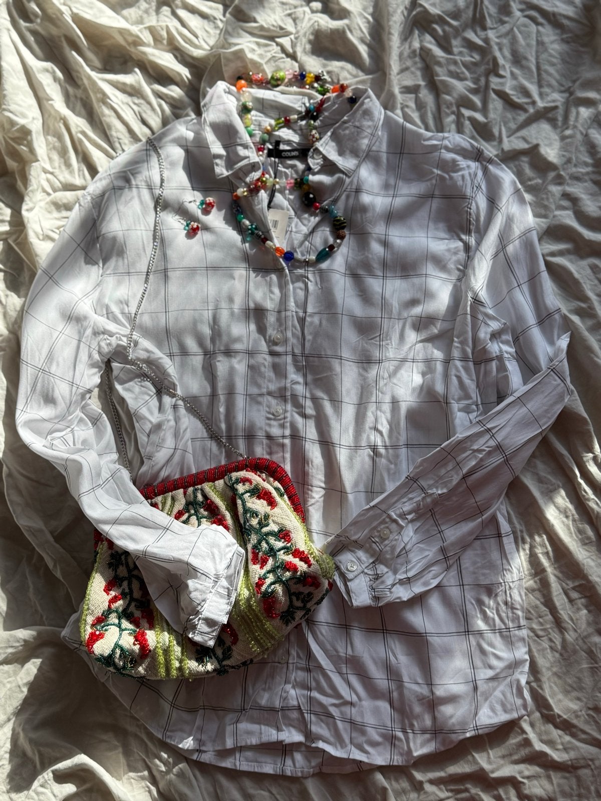 Witte geruite blouse van Colin's viscose, Ophalen of Verzenden, Nieuw, Maat 36 (S), Wit