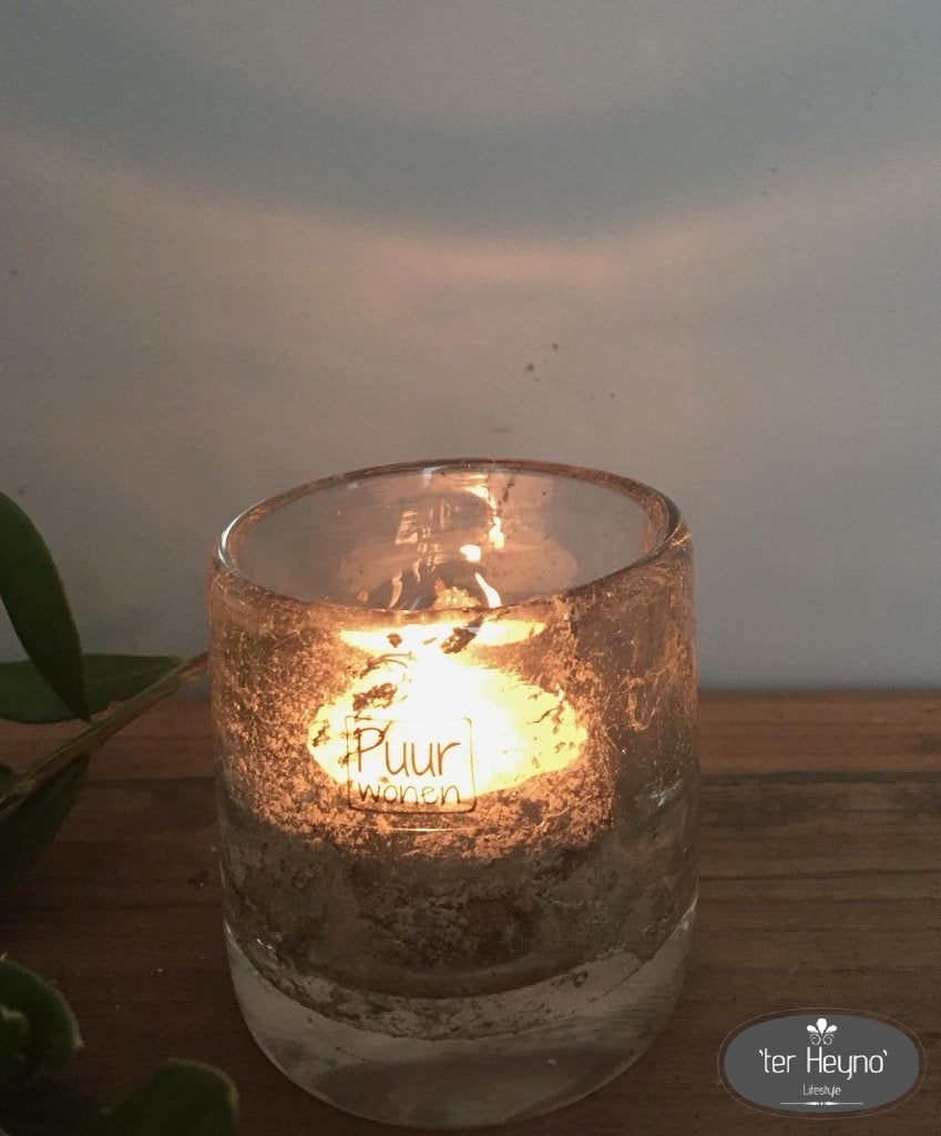 Windlicht 7/7 metal chips Puur Wonen stoer sober landelijk, Verzenden, Nieuw, Glas