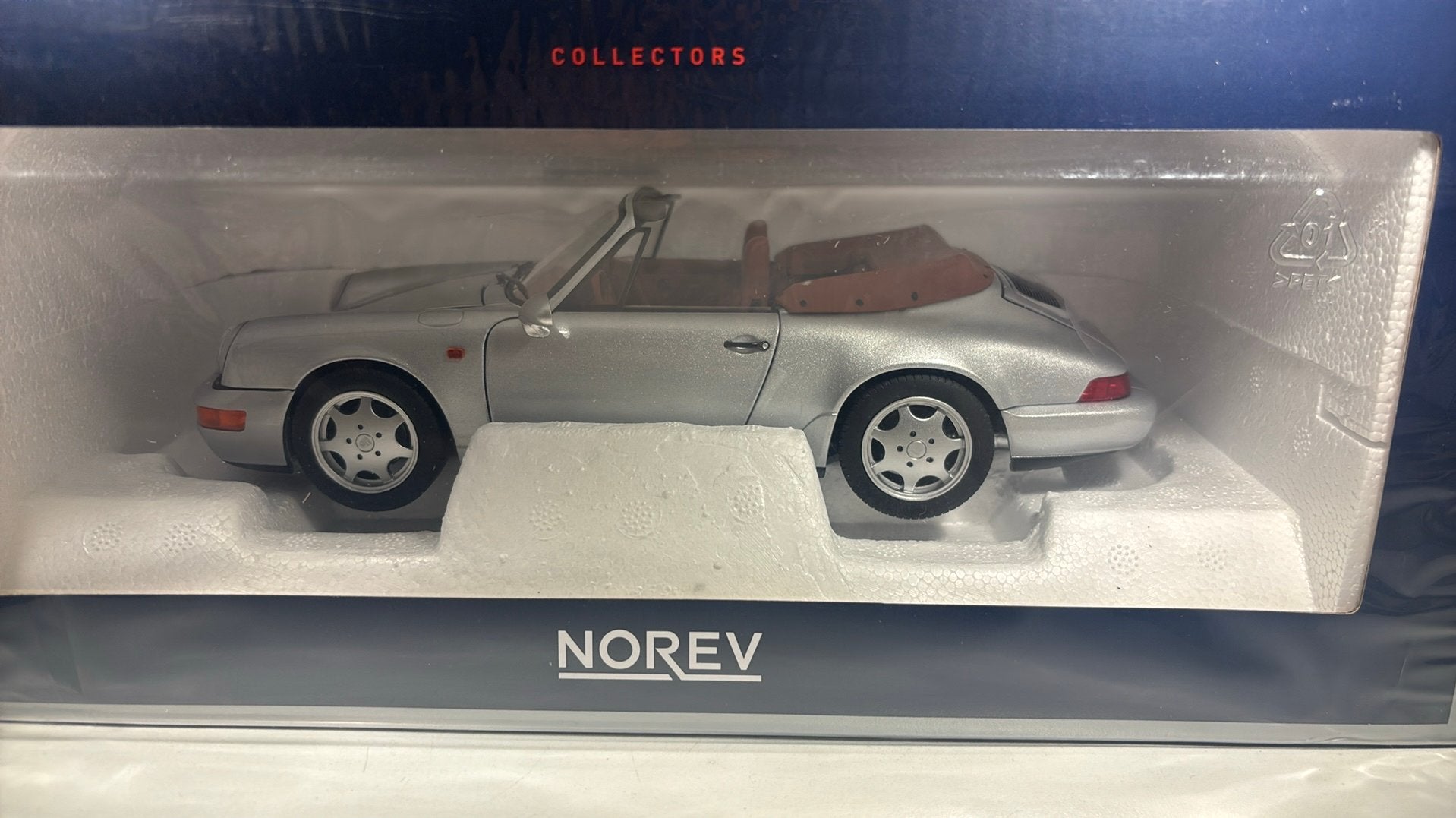 Porsche 911 carrera 2 cabriolet 1990 silver norev 1.18, Norev, Ophalen of Verzenden, A, A
