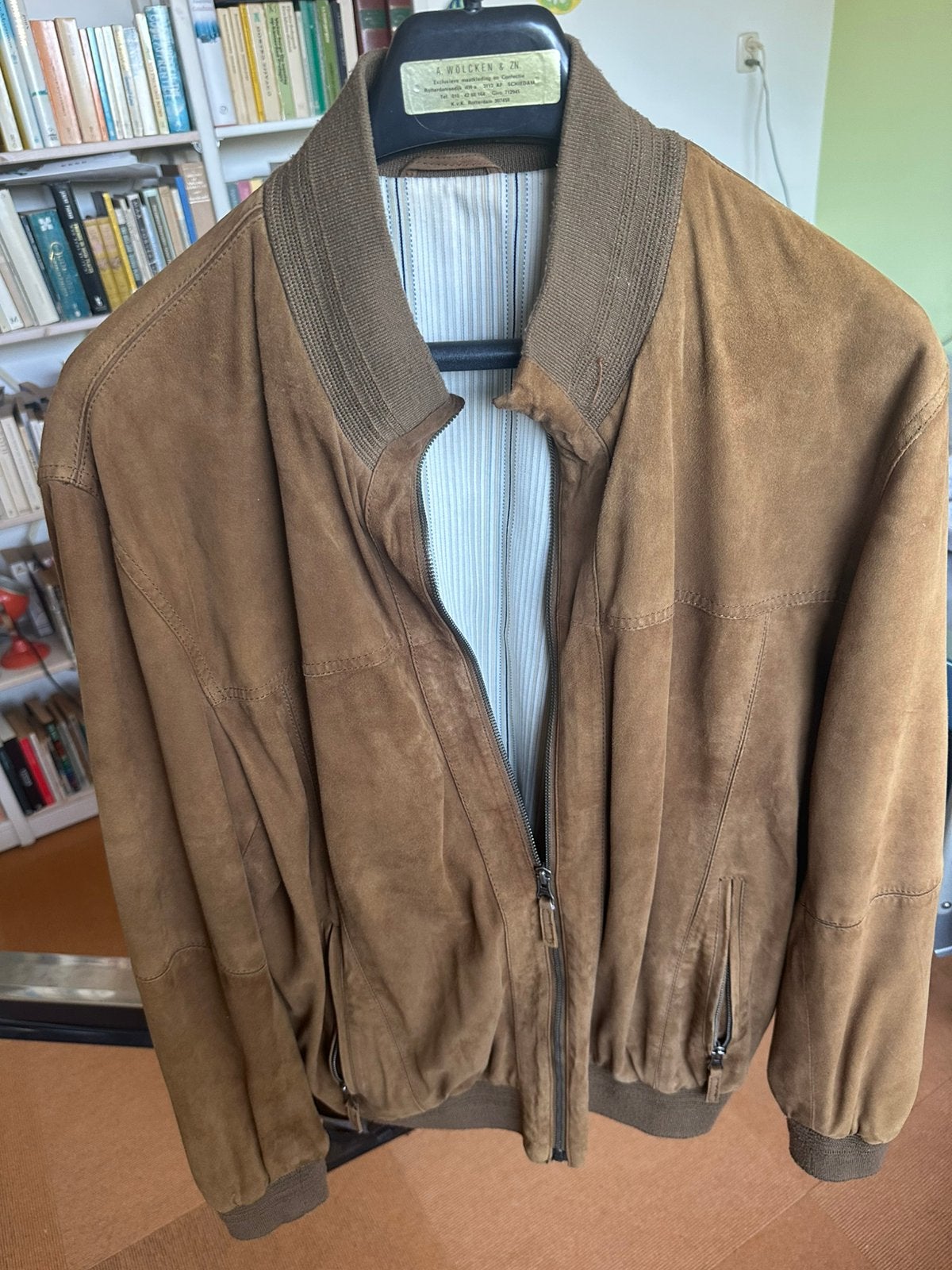 Bruine suède jas Peter Hahn maat M, Kleding | Heren, Jassen | Zomer, Ophalen of Verzenden, Zo goed als nieuw, Maat 48/50 (M), Bruin